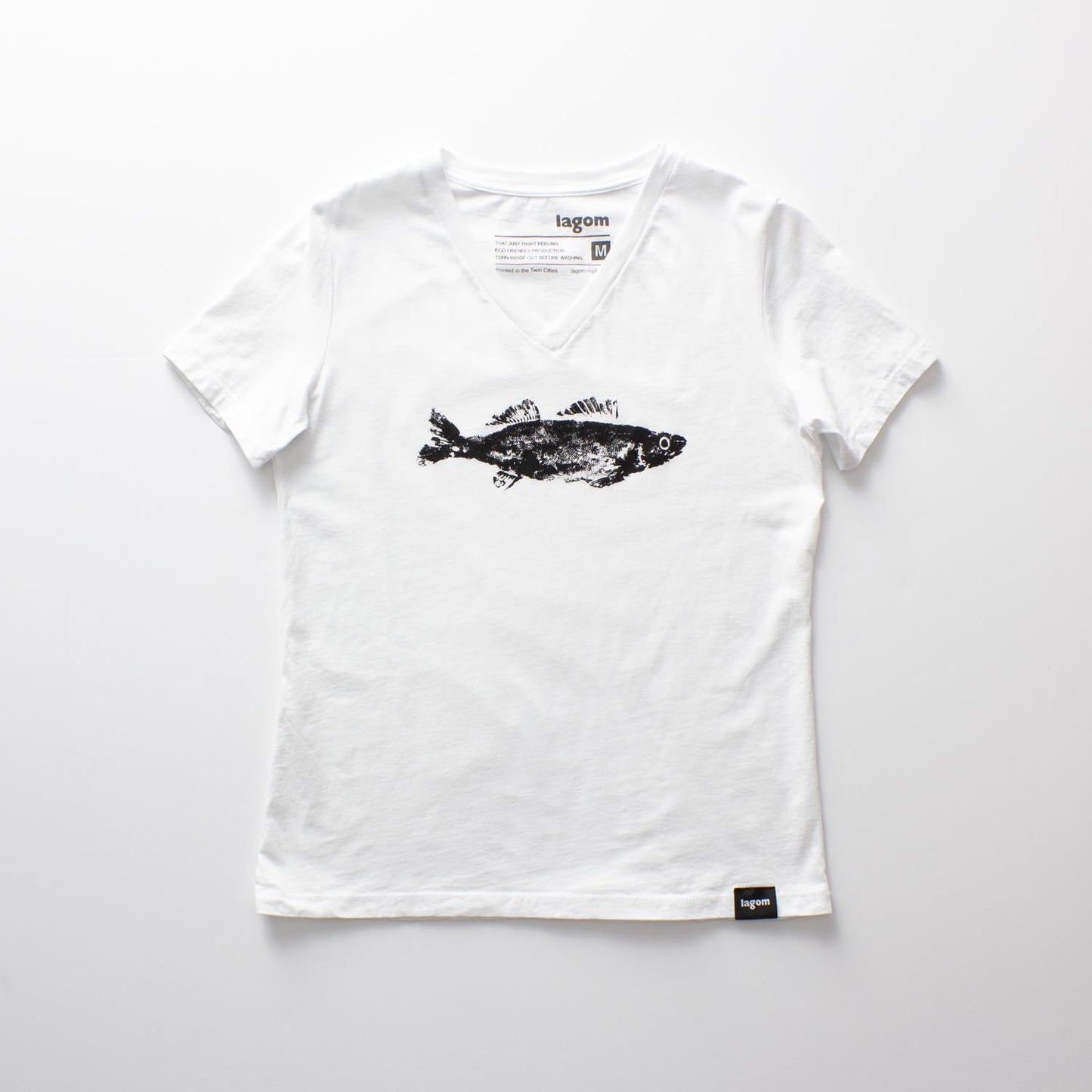 Walleye Fish Print - Women's V-Neck T-Shirt - White