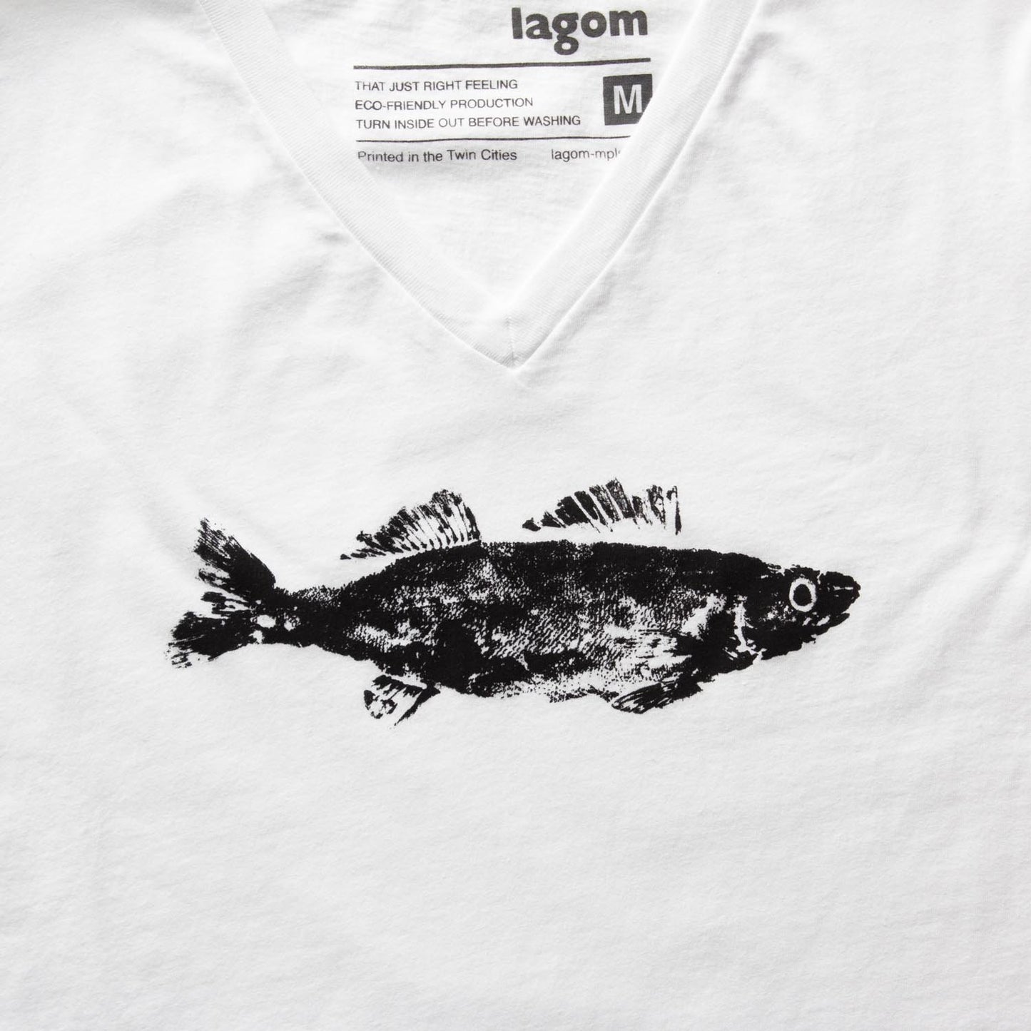 Walleye Fish Print - Women's V-Neck T-Shirt - White